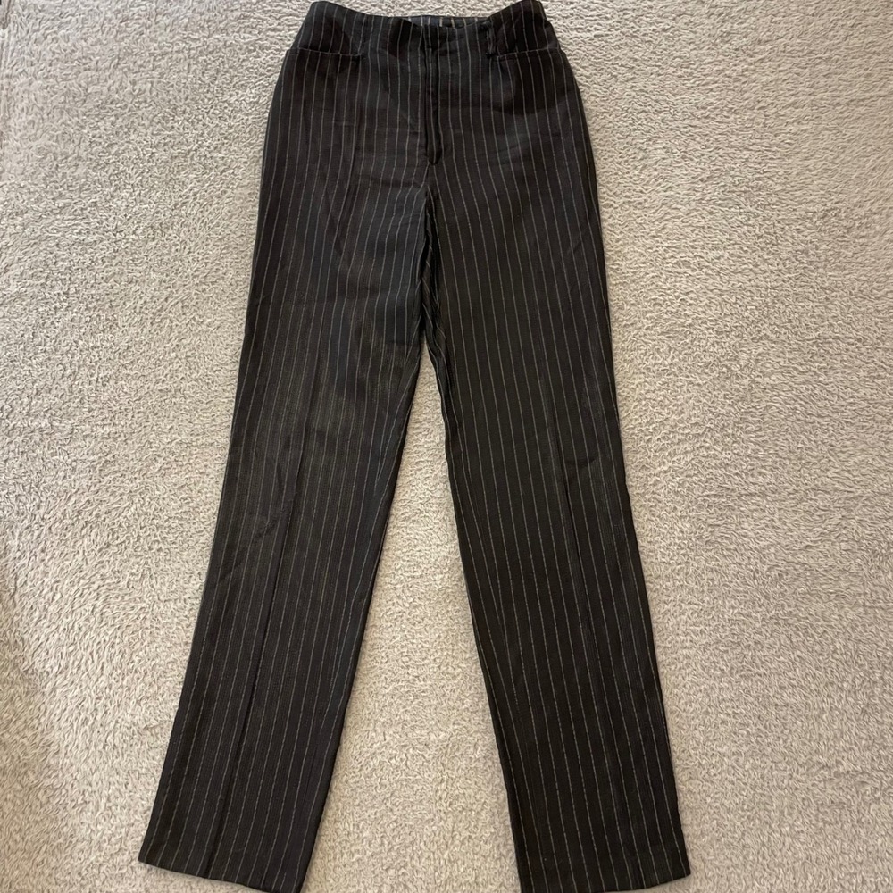 Matsuda Yukio Kobayashi Trouser Pants Womens 40 Black Pinstripe Wool Blend VTG